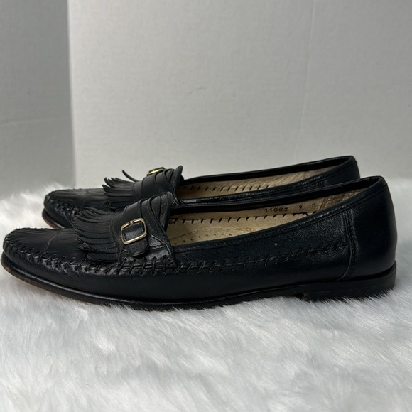 Davinci Imperal Men’s Fringe Leather Monk Strap Black Loafers Made In Italy Sz 9 - Picture 7 of 11